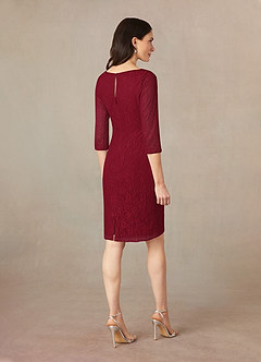 Azazie Lola Mother of the Bride Dresses Burgundy Sheath Lace Dress image4