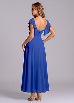 Azazie Leilani Bridesmaid Dresses Royal Blue A-Line Ruched Chiffon Dress image5
