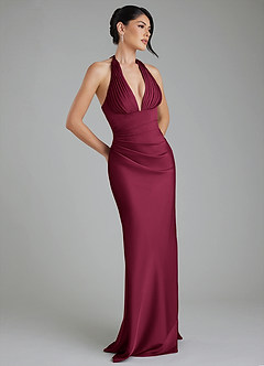 Azazie Torrance Bridesmaid Dresses Burgundy Mermaid Corset Stretch Satin Dress image1