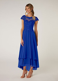 Azazie Shonda vestidos de madre de la novia Vestido de Azul Real de Gasa con Encaje image3