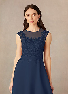 Azazie Klaus Mother of the Bride Dresses Dark Navy A-Line Scoop Sequins Chiffon Dress image5
