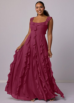 Barbie ♥ Azazie Bridesmaid Dresses Mulberry A-Line with Pockets Chiffon Dress image10