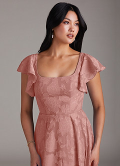 Azazie Bondi Bridesmaid Dresses Rosette A-Line Ruched Floral Burnout Dress image5