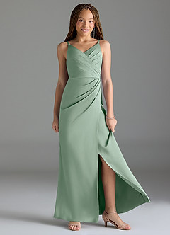 Azazie Maci Junior Klä av Sjöjungfru i Stretch Satin Plisserad image3