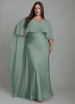 Azazie Stefania Robes de demoiselle d'honneur Robe Trapèze en Satin extensible Sauge D'argent image9