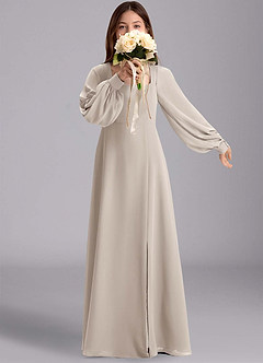 Azazie Bondi Junior Abito A-Line in Chiffon Blusa Gelo image1