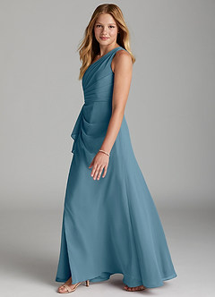Azazie Maive Junior Bermuda A-Line Pleated Chiffon Dress image5