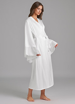 front Eleganter weißer Satin-Bademantel