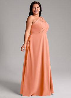 Azazie Phaedra Robes de demoiselle d'honneur Robe Trapèze en Mousseline de soie Ue épaule Coucher De Soleil image11