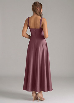 Azazie Shaude Robes de demoiselle d'honneur Robe Trapèze en Satin extensible Plissé Améthyste image6
