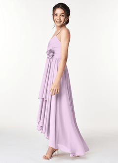Azazie Catalina Junior Frosted Lilac A-Line Ruched Chiffon Dress image5