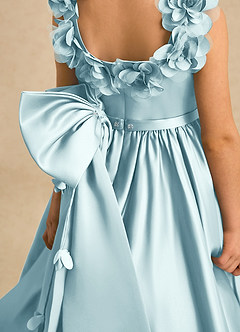 Azazie Eden Flower Girl Dresses Sea Glass Ball-Gown Pleated Matte Satin Dress image6