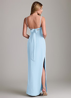 Azazie Mai Bridesmaid Dresses Sky Blue Sheath Pleated Chiffon Dress image2