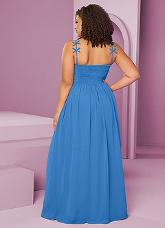 Barbie ♥ Azazie Abiti da Damigella Abito A-Line in Chiffon Plissettato Blue Jay image8