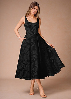 Alba Black Pleated Midi Dress image3