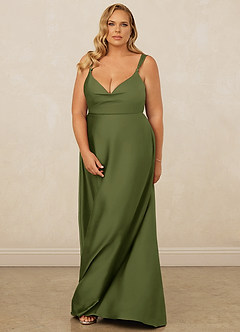 Christian Siriano Bridal for Azazie 1001 Brautjungfernkleider A-Linie Herzausschnitt Stretch-Satin Kleid Olivgrün image15