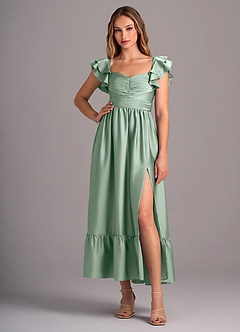 Azazie Anaya Brautjungfernkleider Wandelbar A-Linie Herzausschnitt Stretch-Satin Kleid Agave image5