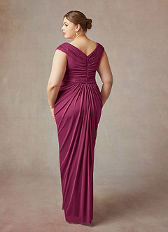 Azazie Lisolette Mother of the Bride Dresses Mulberry Sheath Pleated Mesh Dress image12