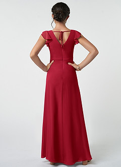 Azazie Claudine Junior Scarlet A-Line Pleated Chiffon Dress image2