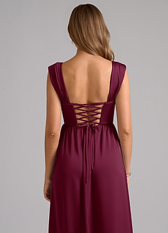 Azazie Hattie Bridesmaid Dresses Mulberry A-Line Corset Stretch Satin Dress image7