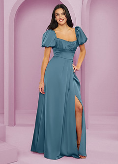 Barbie ♥ Azazie Abiti da Damigella Abito A-Line in Raso Elasticizzato Increspato Bermuda image4