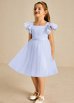 Azazie Kaeya Flower Girl Dresses Lavender A-Line Bow Tulle Dress image4