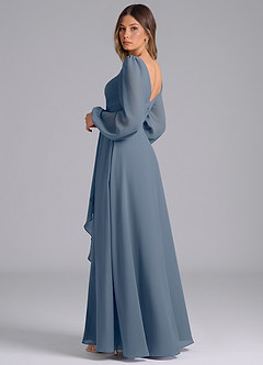 Azazie Omari Bridesmaid Dresses Twilight A-Line Long Sleeve Chiffon Dress image2