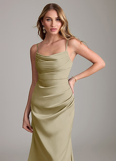 Azazie Lucille Bridesmaid Dresses Moss Green Mermaid Strapless Stretch Satin Convertible Dress image5