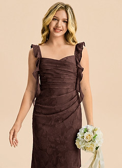 Azazie Jessamine Junior Vestido Ganache de Devorado Floral de Corte Sirena con Escote corazón image6