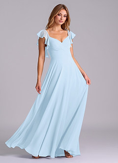 Azazie Leilani Bridesmaid Dresses Sky Blue A-Line Pleated Chiffon Dress image3