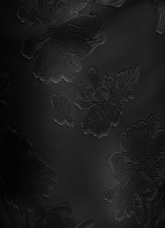Azazie Larsa Bridesmaid Dresses Black Mermaid Ruched Floral Jacquard Burnout Dress image7