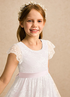 Azazie Maisie Flower Girl Klänningar Klänning A-linje i Spets image7