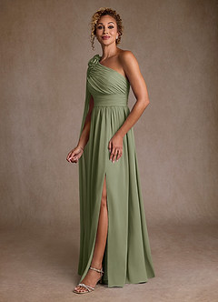 Azazie Lancaster Mother of the Bride Dresses Pistachio A-Line One Shoulder Chiffon Dress image5