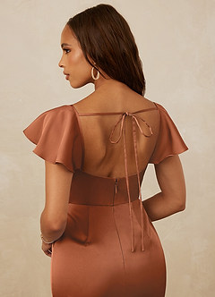 Christian Siriano Bridal for Azazie 1005 Bridesmaid Dresses Copper Sheath Sweetheart Neckline Stretch Satin Dress image3