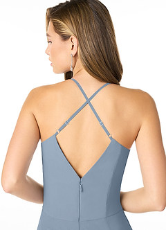 Azazie Carolina Brautjungfernkleider Meerjungfrau-Linie Gestreift Chiffon Kleid Staubblau image5