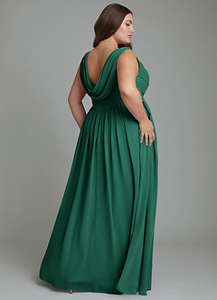 Azazie Novi Bridesmaid Dresses Emerald A-Line Pleated Chiffon Dress image8