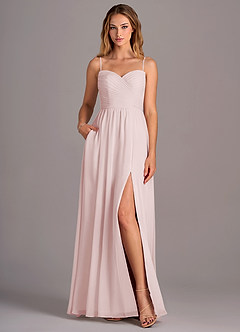 Azazie Joni Bridesmaid Dresses Blushing Pink A-Line Strapless Chiffon Convertible Dress image4