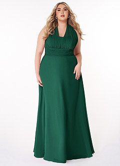 Azazie Fifi Bridesmaid Dresses Emerald A-Line Strapless Chiffon Convertible Dress image12