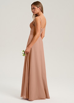 Azazie Terese Bridesmaid Dresses Champagne Rose A-Line Pleated Chiffon Dress image5