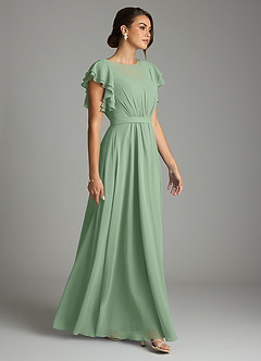 Azazie Daphne Modest Bridesmaid Dresses A-Line Ruffled Chiffon Floor-Length Dress image4