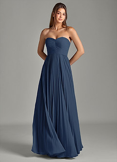 Azazie Chiana Bridesmaid Dresses Dark Navy A-Line Strapless Chiffon Dress image3