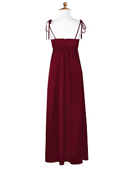Azazie Violeta Junior A-Linie Schleifen Stretch-Satin Kleid Burgunderrot image6