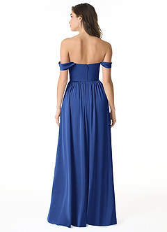 Azazie Morana Brudtärnklänningar Klänning av A-Line i Stretch Satin Av axeln Kungsblå Konvertibel image3