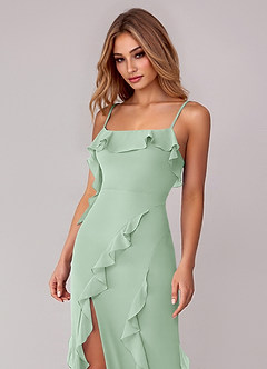 Azazie Malia Bridesmaid Dresses Agave Sheath Ruched Chiffon Dress image2