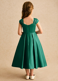 Azazie Yosemite Flower Girl Dresses Emerald Ball-Gown Sweetheart Neckline Matte Satin Dress image2