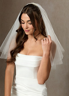 front Pearl Row Waist Length Layered Veil