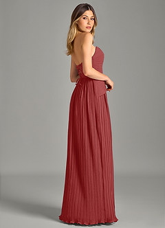 Azazie Becka Bridesmaid Dresses Rust A-Line Strapless Chiffon Dress image5