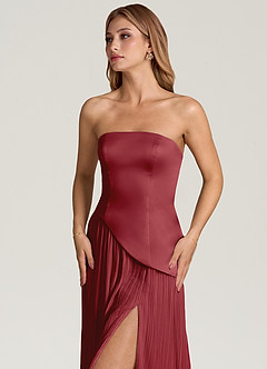 Azazie Tierney Bridesmaid Dresses Pomegranate A-Line Strapless Chiffon Convertible Dress image2
