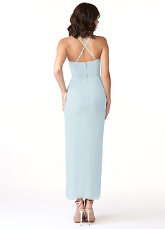 Azazie Ollie Abiti da Damigella Abito Tubino in Chiffon Elasticizzato Increspato Azzurro image2
