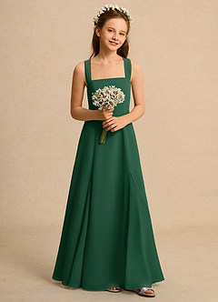 Azazie Tater Junior Formal Flower Girl Dresses Dark Green A-Line Pleated Chiffon Dress image4
